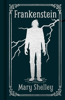Dark teal hardcover - silver foil silhouette of a tall figure with lightning bolts, ornate border frame, title and author name in silver