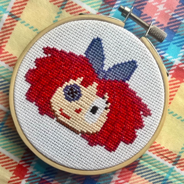 Cross-stitch portrait of Ragatha from The Amazing Digital Circus